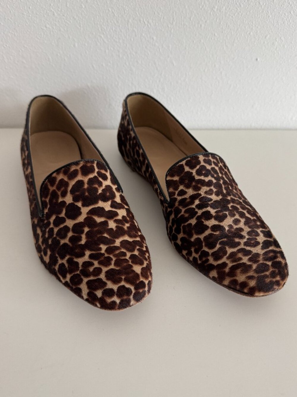 J. Crew Leopard Haircalf/Upper leather and sole loafers